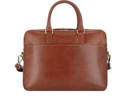 bugatti Leren Afzonderlijke gevallen Laptoptas met laptopvak Briefcase Cognac Bruine