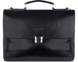 bugatti Leren Afzonderlijke gevallen Laptoptas met laptopvak Romano Briefcase Black Zwart