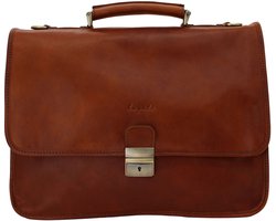 bupell Bosco aktetas van echt plantaardig gelooid leer - Luxe lederen tas, handgemaakt in Italië - Ook als schoudertas met schouderriem Zakelijke Werktas Lichtbruin - Heren