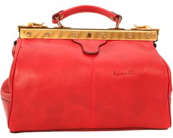 bupell Davide dokterstas van echt plantaardig gelooid leer - Luxe lederen tas, handgemaakt in Italië - Ook als schoudertas met schouderriem Verloskundetas, vertegenwoordigerstas Rood - Dames en heren