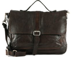 CAMPOMAGGI Leren Business tas Schoudertas Saturno Briefcase Moro Donkerbruin