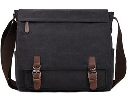 Canvas Schoudertas voor Laptop 15.6 Inch - Ideale Reistas en Aktetas voor Mannen en Vrouwen
