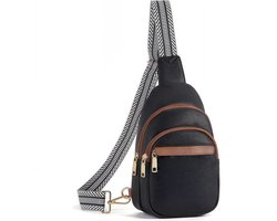 Dames Crossbody Tas PU Leer – Sling Bag Dames – Borsttas met RFID Kaartvakken – Schoudertas met Verstelbare Band – Waterafstotend – Zwart