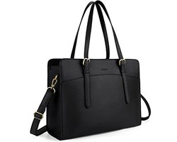 Dames Laptop Handtas 15.6 Inch Leren Schoudertas voor Werk en Zakelijk Gebruik