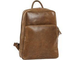 Daniel Ray Bacchus Leren Laptop Rugzak 16,4 inch - Laptoptas van Leer - Rugtas met Laptopvak - Antique Vintage Stijl - Cognac