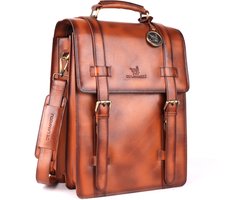 DE LAMASSU® (Adrian) leren laptoptas – 2-in-1 rugzak & schoudertas Licht bruin