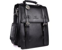 DE LAMASSU® (Adrian) leren laptoptas – 2-in-1 rugzak & schoudertas Zwart.