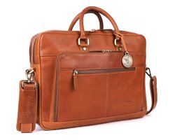 DE LAMASSU® (Aiden) Leren Laptoptas 16 Inch – Echt Leer – Met Organizer & Trolleyband – Slanke Premium Business Tas Unisex