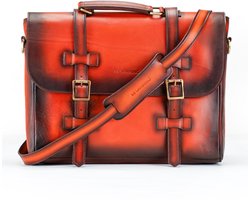 DE LAMASSU® (Bastien) aktetas van echt leer – klassieke laptoptas 17 inch, handgemaakt met dubbele gespsluiting, schoudertas & draagtas voor dames en heren