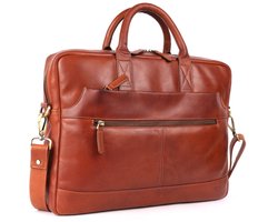 DE LAMASSU® (Hugo) Leren Laptoptas 15,6 Inch – Echt Rundleer – Slank & Lichtgewicht – Met Trolleyband – Business Tas Unisex