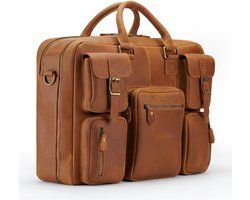 DE LAMASSU® (Kasper) XL Leren Business Tas 17 Inch – Echt Rundleer – Extra Ruim – 180° Openklapbaar – Premium Werk- & Reistas Unisex