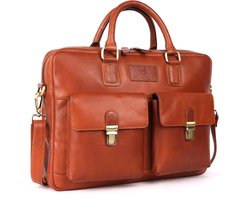 DE LAMASSU® (Raul) Leren Laptoptas 15,6 Inch – Echt Rundleer – Met Organizer & Trolleyband – Premium Business Tas Unisex