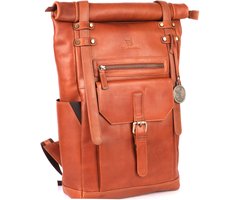 DE LAMASSU® Tobias Leren Rolltop Rugzak 17 inch – Unisex Laptop Rugtas van Echt Leer – Vintage Business Backpack met Veiligheidsvak