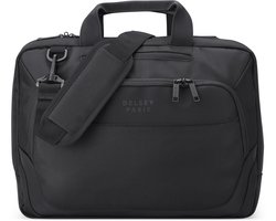 Delsey Parvis Plus Aktetas 15.6 inch – 2 Vakken – Trolleyband – Gerecycled Polyester – Black