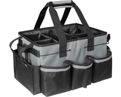 Draagbare Schoonmaak Tas met Handvat en Schouderbanden, Organizer voor Schoonmaakmiddelen en Huishoudelijke Benodigdheden, Grijs, Groot formaat, Ideaal voor Professionele Schoonmakers en Huishoudelijk Gebruik