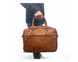DSTRCT Laptoptas / Werktas - - 17 inch - Leer - Preston Park - Cognac