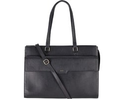 DSTRCT Laptoptas / Werktas - Dames - 15.6 inch - Leer - Floater Field - Zwart