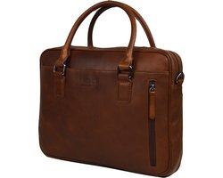DSTRCT Leren Business Laptoptas - 14 inch laptopvak met rits - Cognac luxe volnerf leder