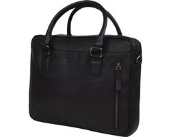 DSTRCT Leren Business Laptoptas - 14 inch laptopvak met rits - Zwart luxe volnerf leder
