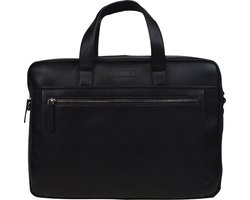 DSTRCT Leren Laptoptas 15.6 inch 2-Vak Premium Collection Zwart Incl. Onderhoudspakket