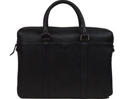 DSTRCT Leren Laptoptas 15.6 inch Premium Collection Zwart Incl. Onderhoudspakket