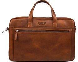 DSTRCT Leren Laptoptas 17 inch Premium Collection Cognac Incl. Onderhoudspakket