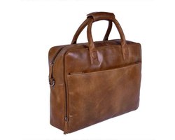 DSTRCT Leren Laptoptas 17 inch - Werktas/Aktetas met Laptopvak - Heren en Dames Laptoptas - Cognac