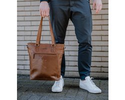 DSTRCT Limited Leren Laptoptas - 14 inch Laptopvak Shopper Model - Cognac