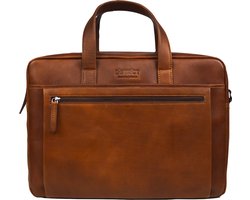 DSTRCT Premium Collection Leren Business Laptoptas - 15.6 inch laptopvak met rits