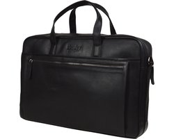 DSTRCT Premium Collection Leren Business Laptoptas - 17 inch laptopvak met rits - Inclusief onderhouspakket - Zwart