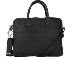 DSTRCT Wall Street Leren Laptoptas - 15,4 inch - Zwart