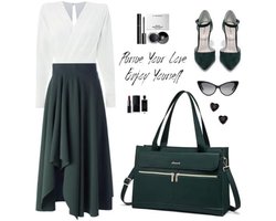 Elegante laptophandtas voor dames - Multifunctionele schoudertas met extra clutch