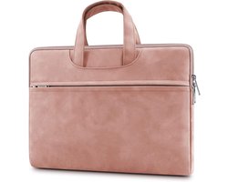 Famanu - 15 inch leren laptophoes met handvat, waterbestendig en schokabsorberend, geschikt voor MacBook en andere laptops