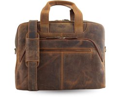 Fana Bags Leren Laptoptas Bruin - 15,6 inch Laptop & Ipad vak - Veel Vakken - Buffelleer - Laptop Tas Echt Leer - Zakelijke Werktas - Moderne Leren Aktetas