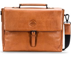 Farmhood Leren Business tas Schoudertas Memphis Briefcase 1F Cognac Bruine