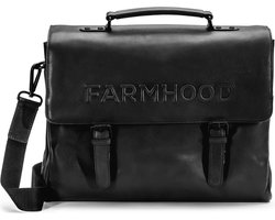 Farmhood Leren Business tas Schoudertas Memphis Briefcase Black 2 Zwart