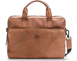Farmhood Leren Business tas Schoudertas met laptopvak Nashville Briefcase RV 1F Brown 2 Bruine
