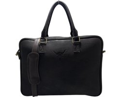 Fidato Laptoptas Leer - Werktas Heren - Aktetas Heren - 100% Echt Leer - Met 15.6 Inch Laptop Vak - Inclusief Schouderband - Donker Bruin