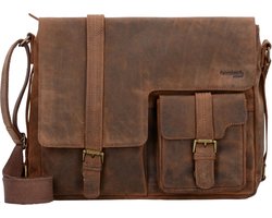 GreenLand Nature Leren Business tas Laptoptas met laptopvak Montenegro Messenger Bag Brown Bruine