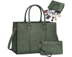 Grote Handtas voor Dames - 15,6 Inch Laptoptas, Shopper, Werktas met Clutch