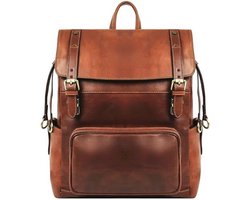 Grote leren rugzak voor laptop tot 15" - Handgemaakt Italiaans volnerfleer