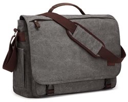 Grote Schoudertas voor Laptop 17.3 Inch Canvas Werktas met Luggage Compartment