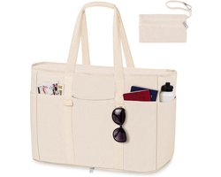 Grote waterdichte strandtas met nat/droog scheiding voor dames - zwembad, vakantie, reizen - ruime schoudertas met rits en extra tas - handig en praktisch - diverse kleuren