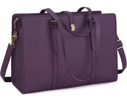 Grote Zwarte Handtas voor Dames - Waterdichte Shopper met Laptopvak - Ideaal voor Werk en School