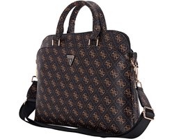 Guess 15 Inch PU Leather Laptop and Tablet Bag - New 4G - Zwart