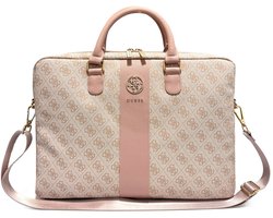 Guess Laptoptas - Computer Bag 4G PU Round 4G & Classic Logos Stripe Pink 16 Inch - Roze