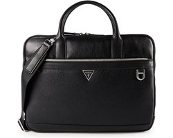 GUESS Leren business tas met laptopvak Monaco Laptop Bag Black zwart