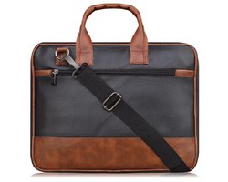 Handgemaakte Laptop Rugtas | Ruime laptoptas | Stijlvolle Zwart en lichtbruin | Kunstleren | Heren | Dames | Jongens | Meisjes | Rugzakken | Uniseks | laptoprugzak | laptop rugzak dames | laptop rugzak heren