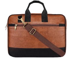 Handgemaakte laptoprugzak | Ruime laptoptas | Stijlvol zwart en lichtbruin | Kunstleer | Heren | Dames | Jongens | Meisjes | Rugzakken | Unisex | laptoprugzak | laptoprugzak dames | laptoprugzak heren