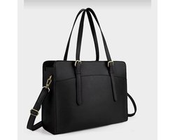 Handtas Shopper Dames Grote Zwarte Handtas Lederen Schoudertas Werktas Grote Laptop Business School Tas 15,10 Inch